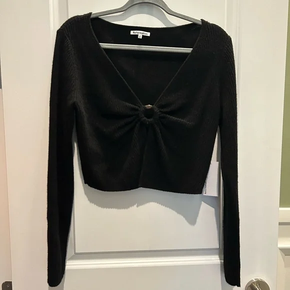 NEW Reformation Narciso Novelty Cashmere Sweater - Picture 5 of 7